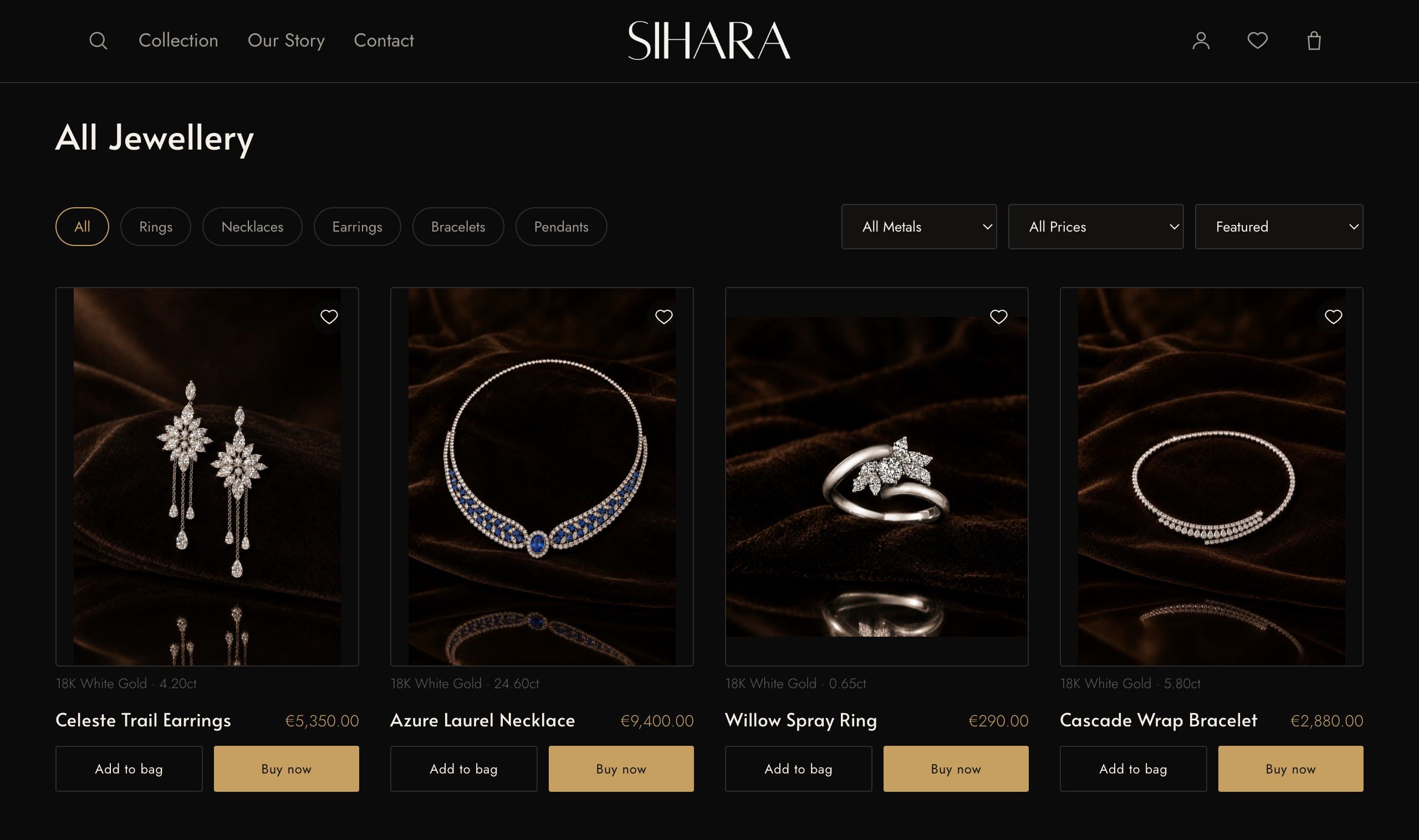 SIHARA shop grid